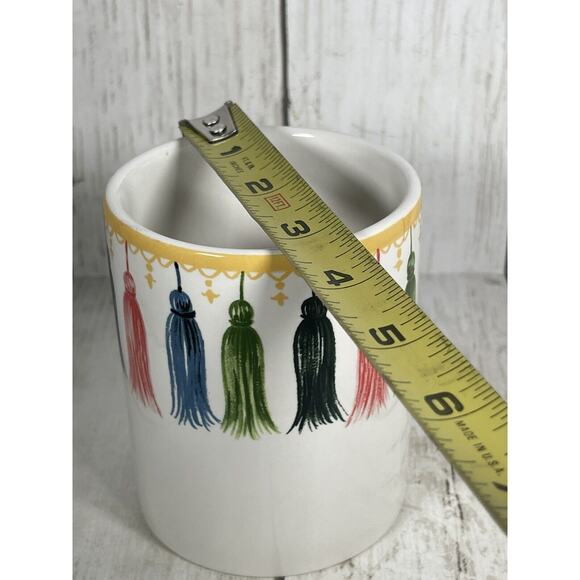 Pencil Holder Vanity Organizer Stuff Floral Tassels Cup Magenta Angela Staehling - Picture 3 of 4